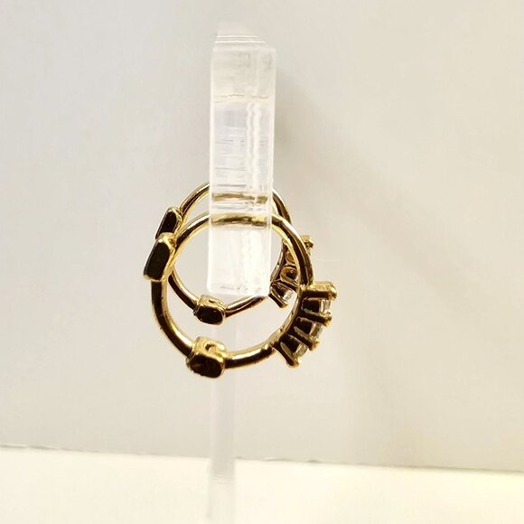 Gold Mini Hoop Earrings Trio CZ Dainty Huggie‎ Hoop 10mm NWOT - Picture 3 of 5